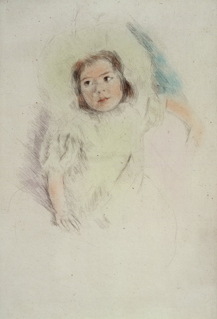 Margot Wearing a Bonnet (kolorowa akwaforta na papierze) autorstwa Mary Stevenson Cassatt