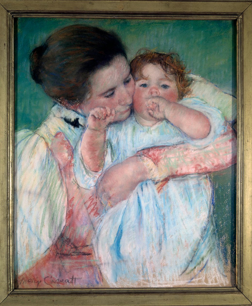 Matka i dziecko na zielonym tle lub Obraz ciążowy Mary Cassatt (1844-1926) 1897 nd. 0,55x0,46 m Paryż, musee d