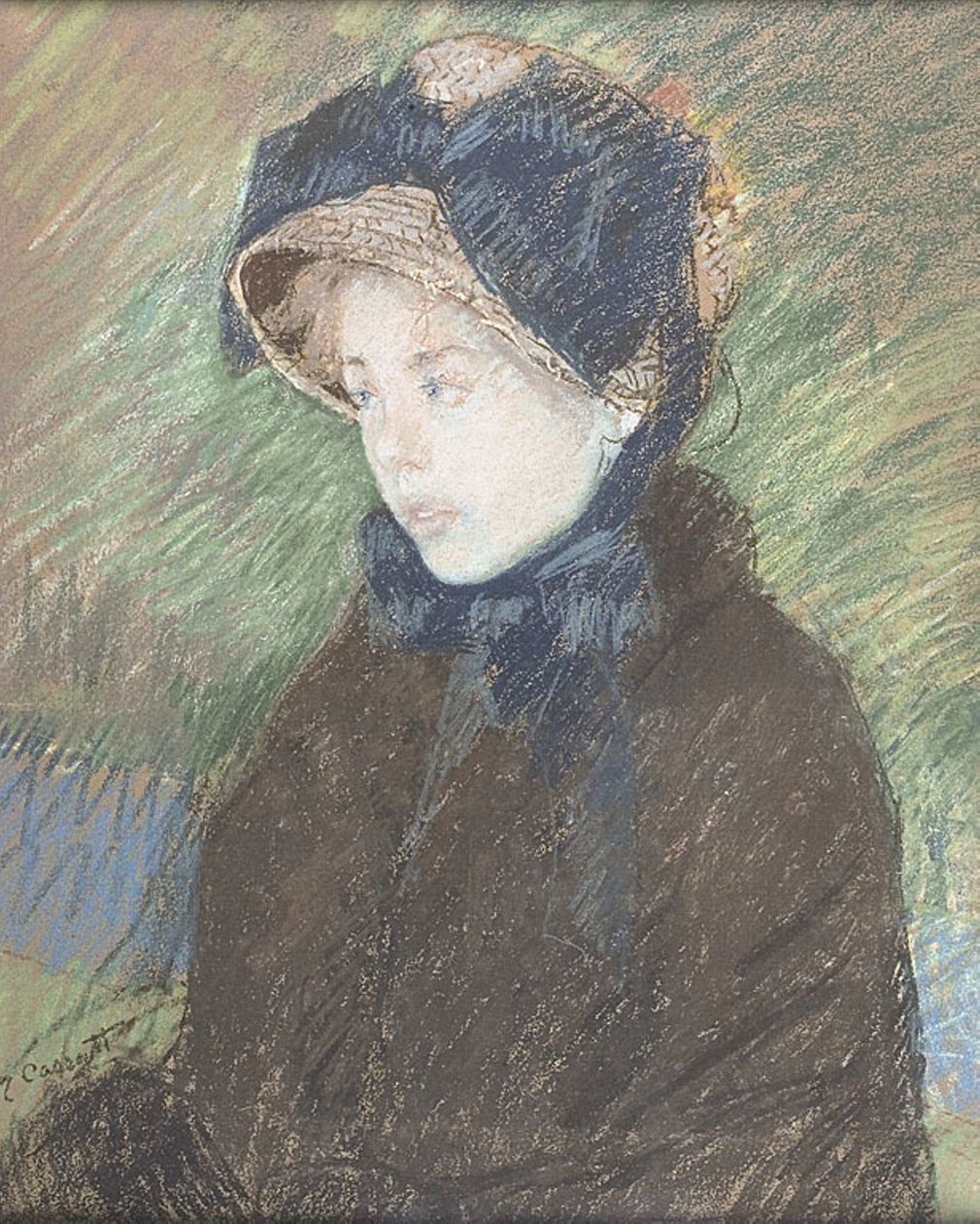 Portret młodej dziewczyny, ok. 1880 r. (pastel na papierze) autorstwa Mary Stevenson Cassatt