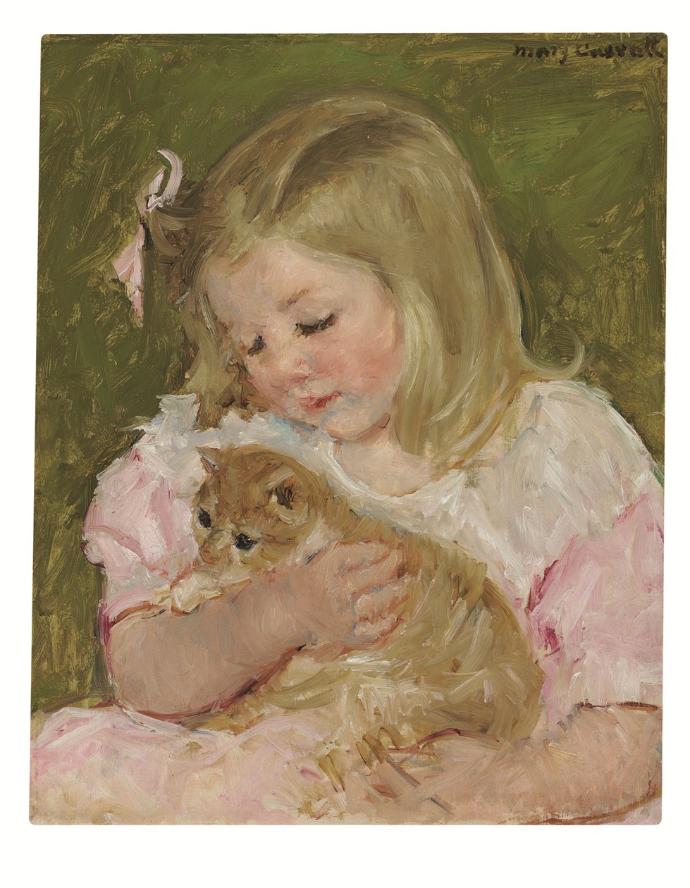 Sara trzymająca kota, ok. 1907-08 (olej na płótnie) autorstwa Mary Stevenson Cassatt