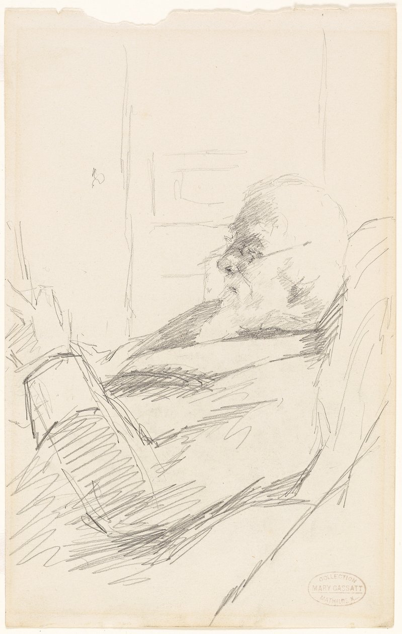 Ojciec artysty czytający, ok. 1883 r. (grafit, na papierze kość słoniowa) autorstwa Mary Stevenson Cassatt