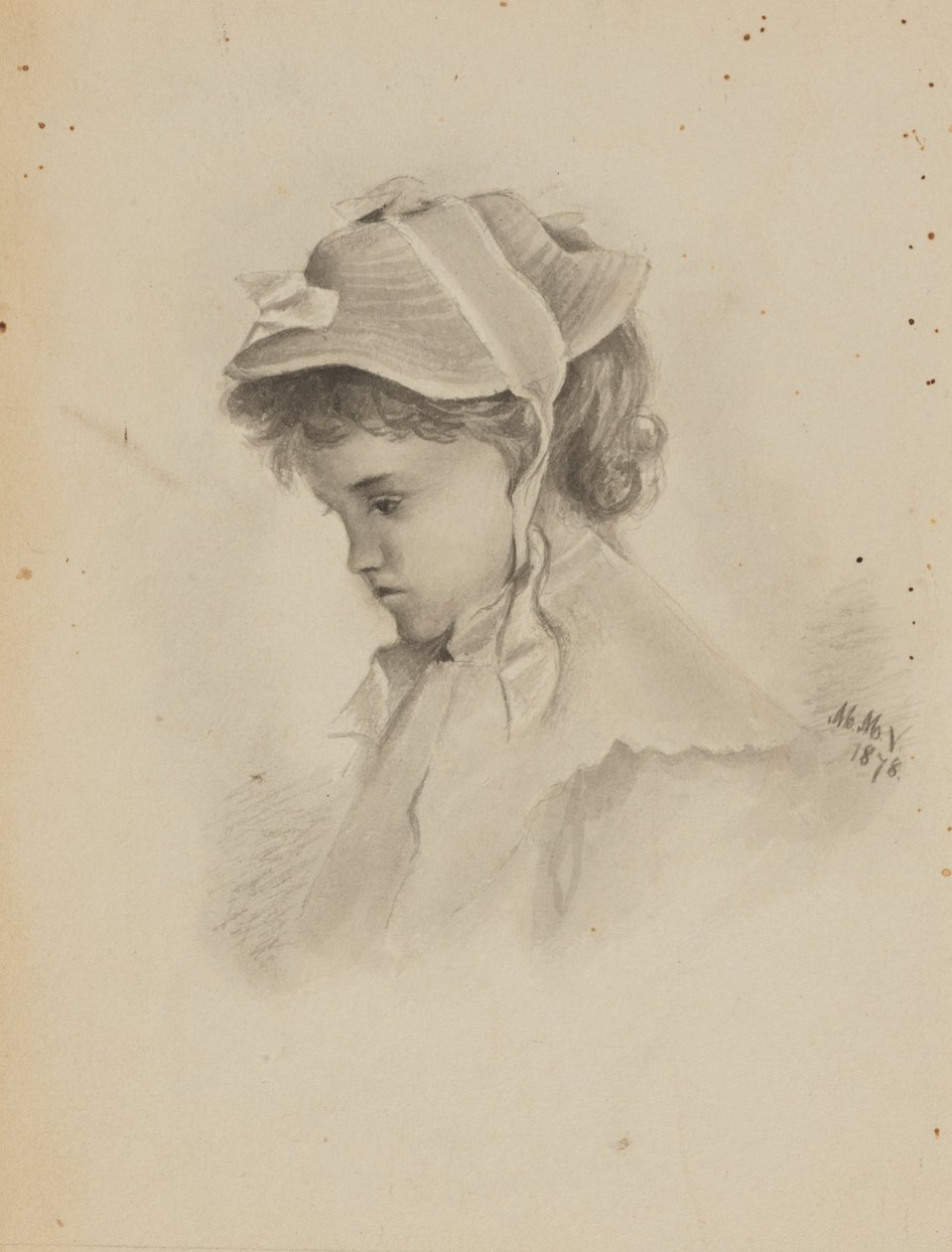 Bez tytułu (Głowa dziecka patrzącego w dół) autorstwa Mary Vaux Walcott