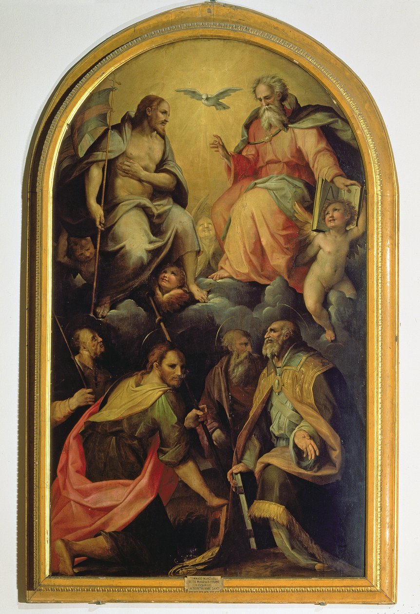 Trójca Święta ze świętymi autorstwa Maso da San Friano