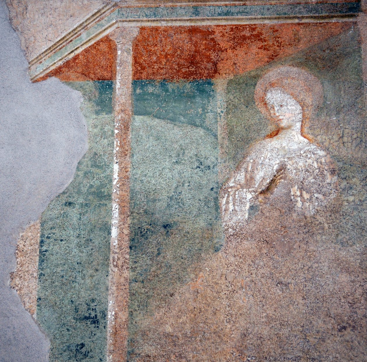 Fresk Masolino da Panicale w baptysterium w Castiglione, szczegół Zwiastowania (2) autorstwa Masolino da Panicale