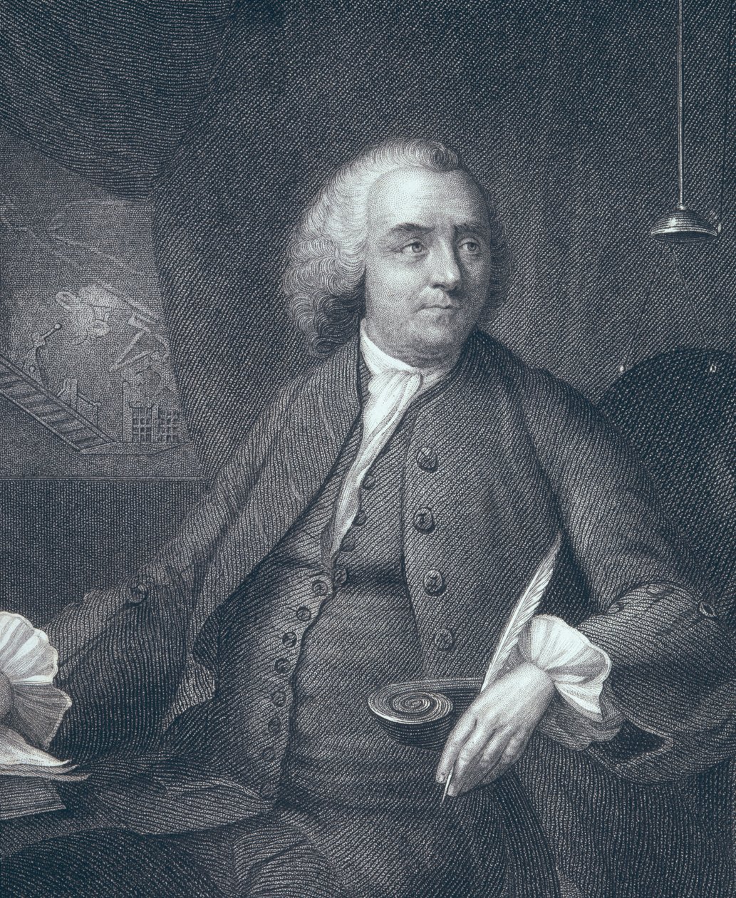 Portret Benjamina Franklina, rytowany przez Edwarda Fishera (1722-85) autorstwa Mason Chamberlin