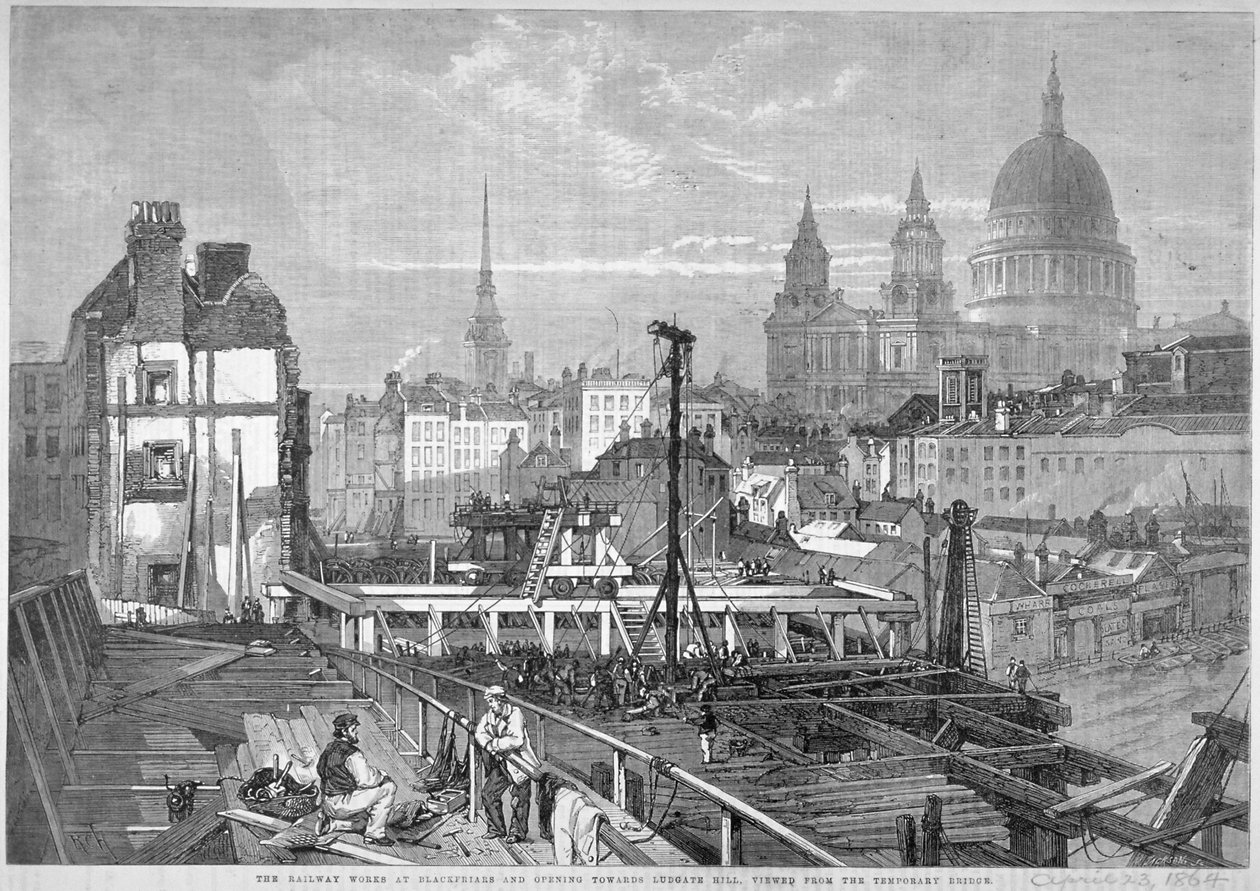 Blackfriars Bridge, Londyn, 1864 autorstwa Mason Jackson