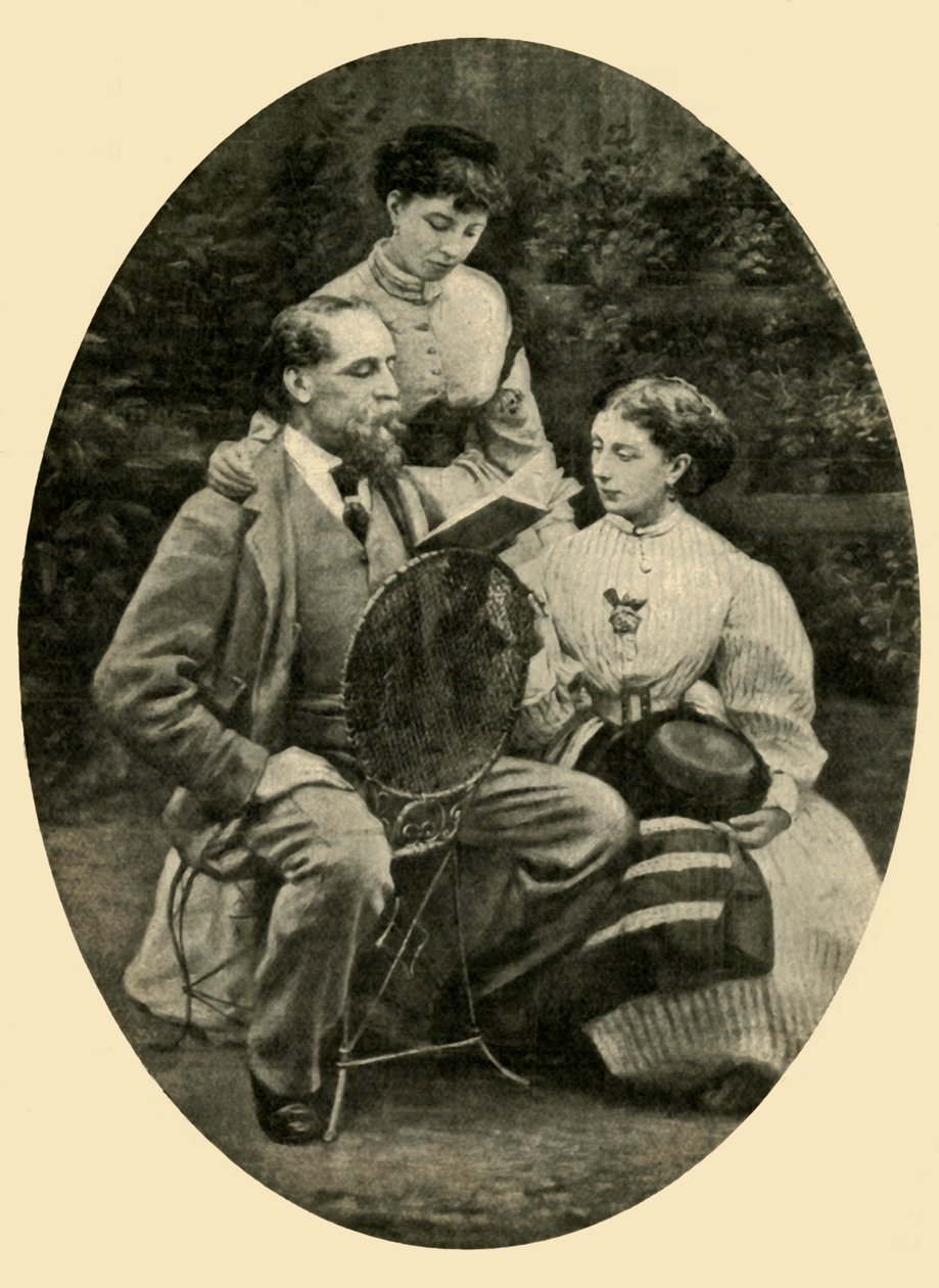 „Charles Dickens czyta swoim córkom, 1865”, 1910 autorstwa Mason and Co.
