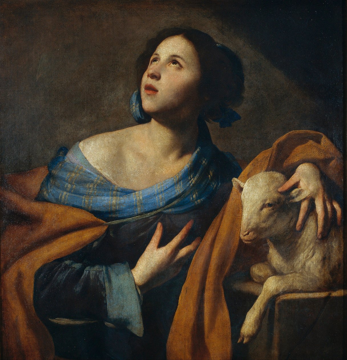 Sainte Agnes (Agnes de Rome, 290-303) - Obraz Massimo Stanzione (vers 1585-vers 1658) - 1635-1640 - Olej na płótnie - 83,5x75 - Museu Nacional d