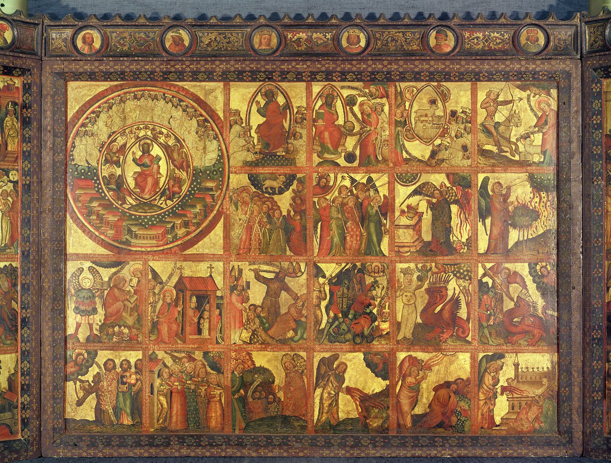 Ołtarz z 48 scenami Apokalipsy, ok. 1400 (tempera i złocenie na desce przeniesione na płótno) autorstwa Master Bertram of Minden