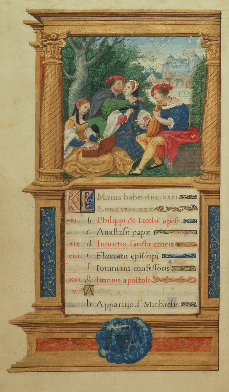 MS W.449 fol.6v May Making Music, ok. 1525 autorstwa Master Jean de Mauleon