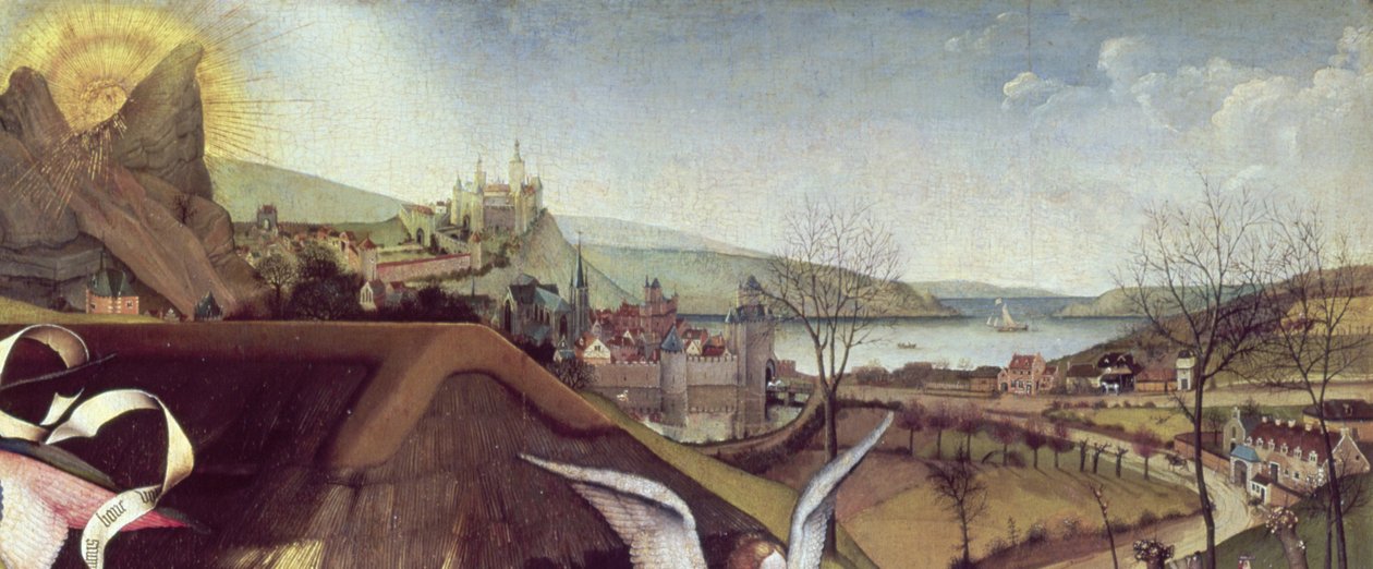 Narodzenia, c.1425 (szczegóły z 128673) autorstwa Master of Flémalle