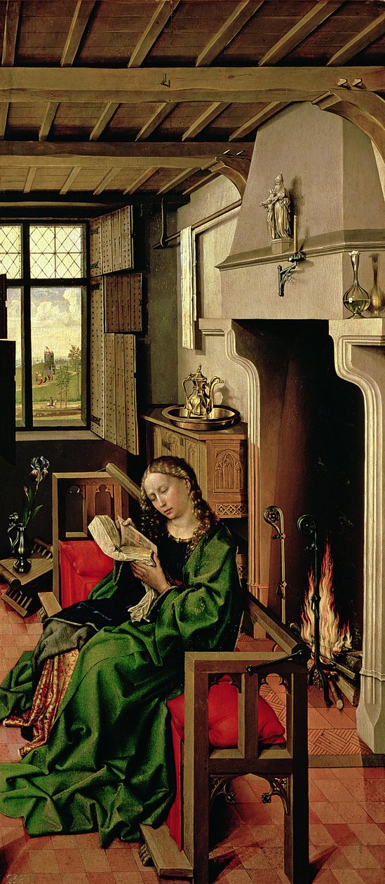 Św. Barbara z prawego skrzydła Ołtarza Werl, 1438 (zob. też 68547) autorstwa Master of Flémalle