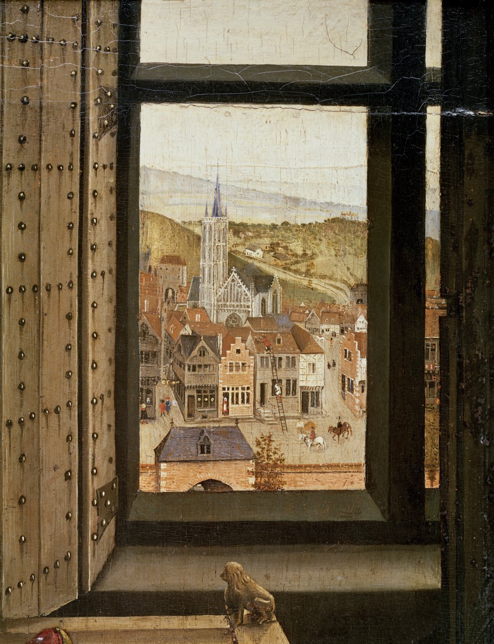 Dziewica i dziecko przed ogniem, c.1440 (szczegóły 30033) autorstwa Master of Flémalle