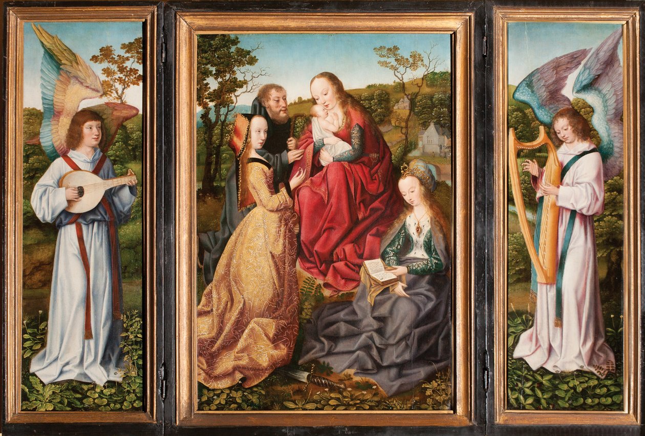 Mistyczne małżeństwo św. Katarzyny ze świętymi i aniołami, ok. 1500-10 autorstwa Master of Frankfurt