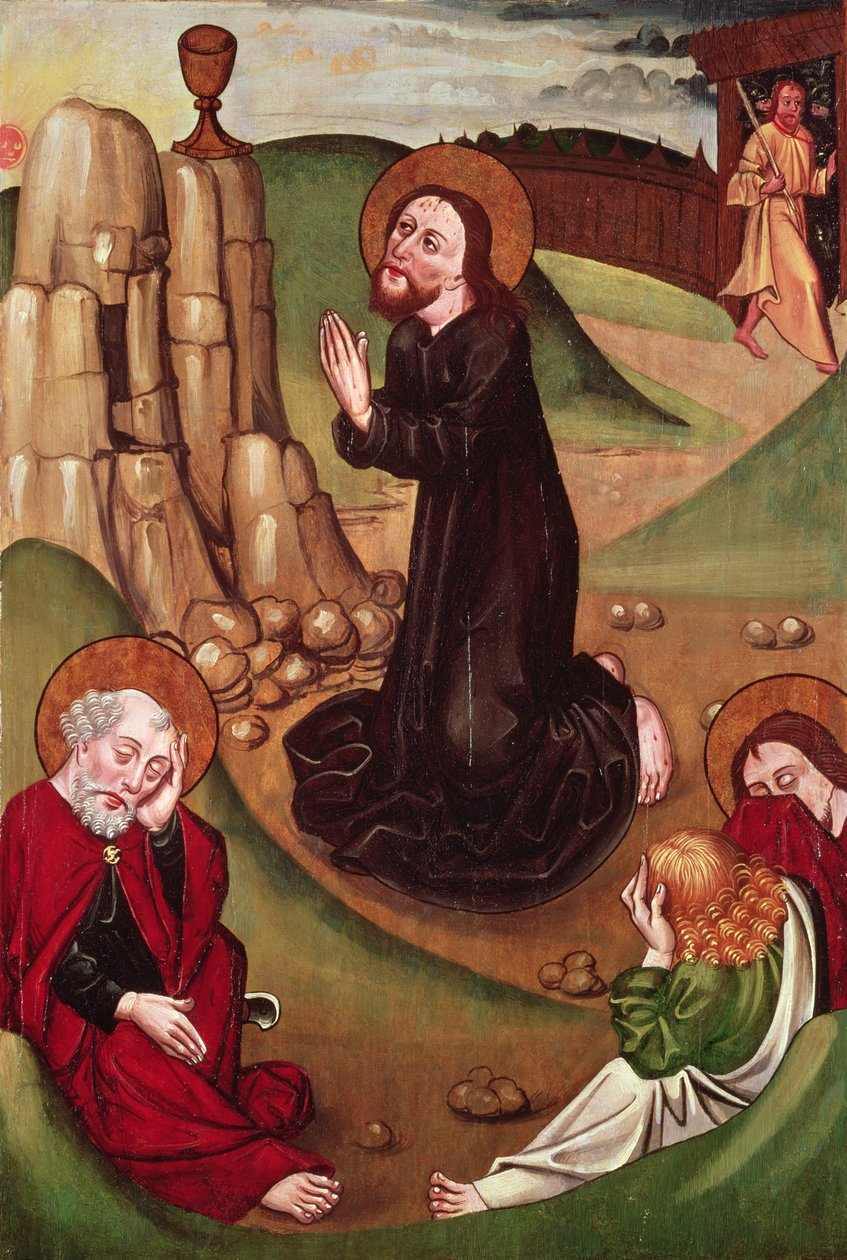 Agonia w ogrodzie (tempera na panelu) autorstwa Master of Janosret