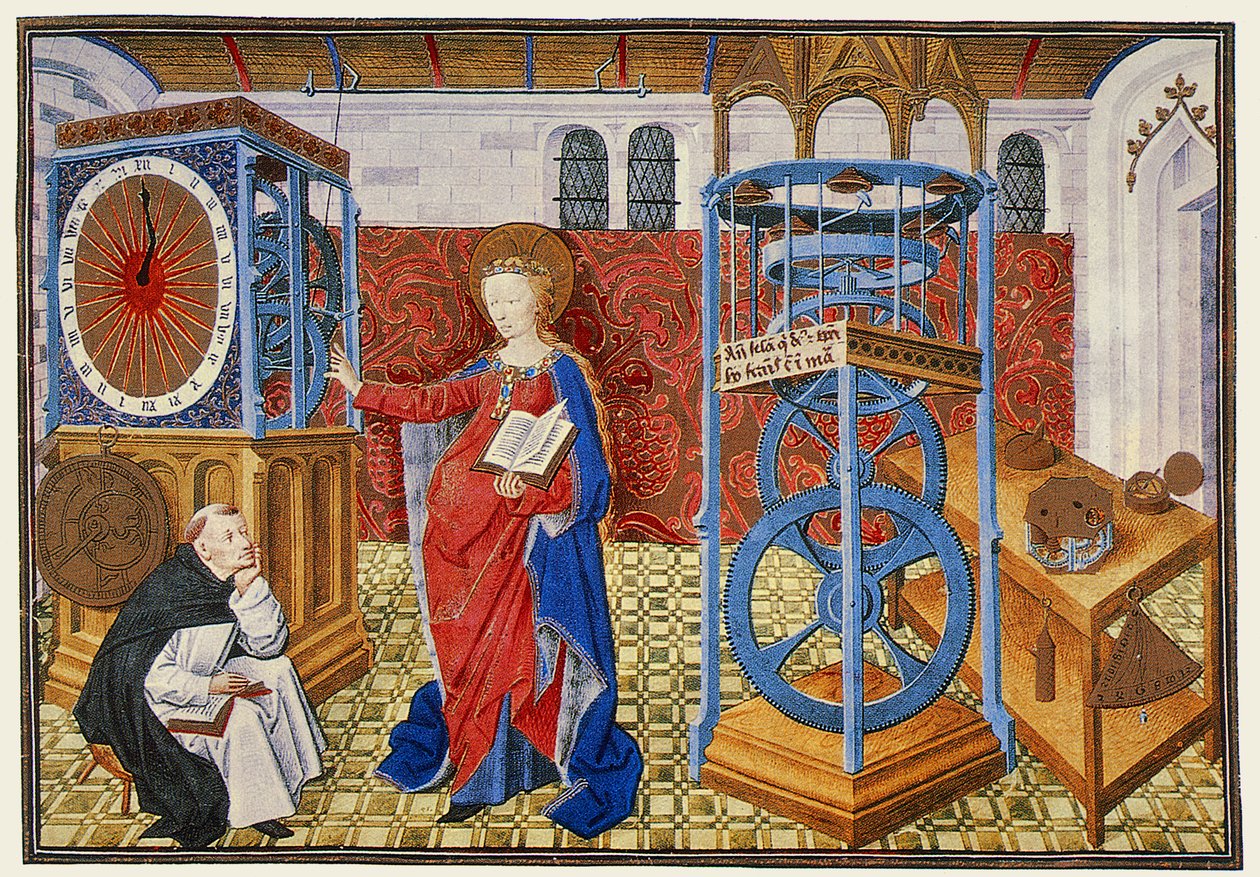 Mądrość (Sapience) ucząca autora zasad wstrzemięźliwości, z Horologium Sapientiae Henri Suso, c.1455 autorstwa Master of Jean Rolin II