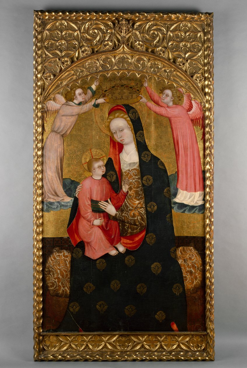 Dziewica z Dzieciątkiem i Aniołami, ok. 1400-30 (tempera i złoty płatek na desce) autorstwa Master of Langa Master of Langa