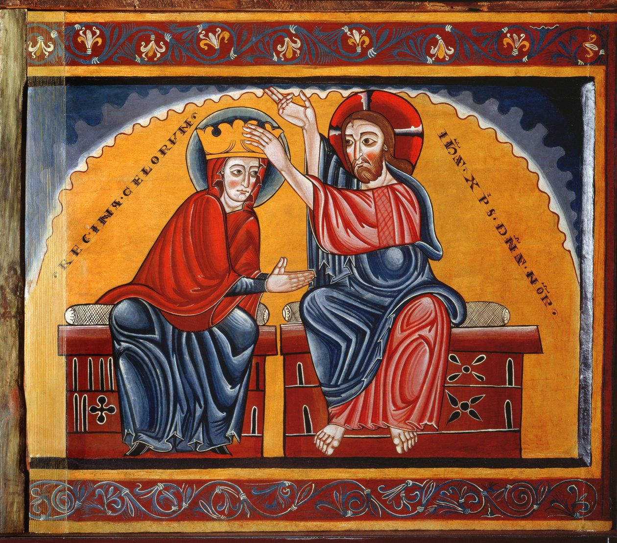 Koronacja Matki Boskiej (tempera na panelu) autorstwa Master of Lluca