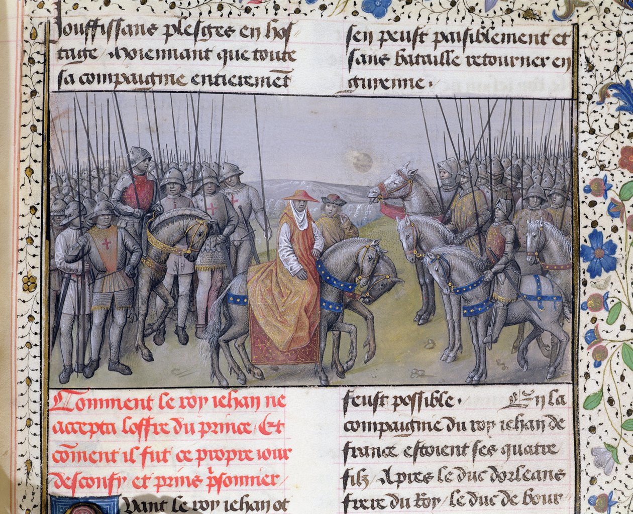 p. 659 f.267 r. Jan II Dobry wzięty do niewoli przez Anglików w bitwie pod Poitiers, 1356 autorstwa Master of Mary of Burgundy