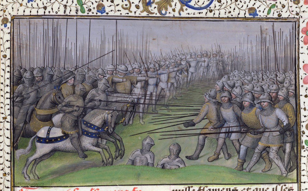 Ms 659 f.284r Francuzi pobili Flamandów pod Westrozebeke w 1382, 1477 autorstwa Master of Mary of Burgundy