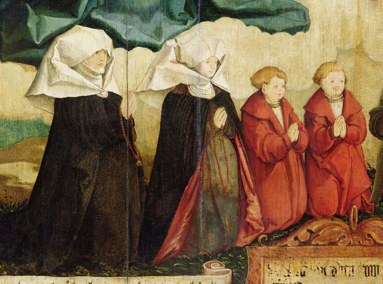 Klęczący wierni, fragment ze Świętej Trójcy autorstwa Master of Messkirch