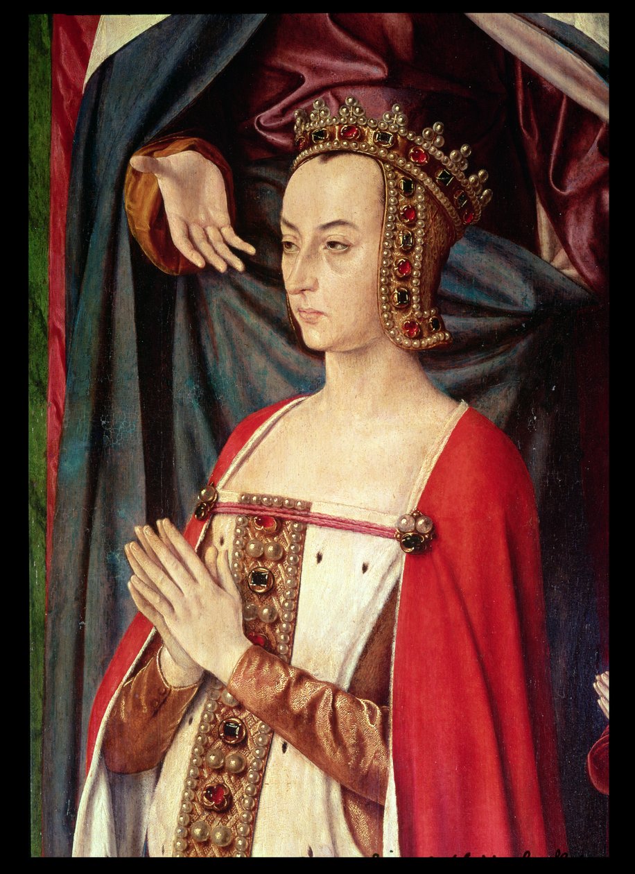 Anna Francuska, prawe skrzydło Ołtarza Burbońskiego (detal) autorstwa Master of Moulins