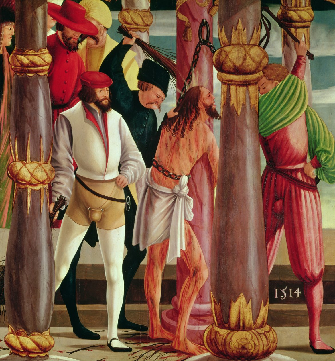 Biczowanie Chrystusa, 1514 (tempera na panelu) autorstwa Master of Okolicsno