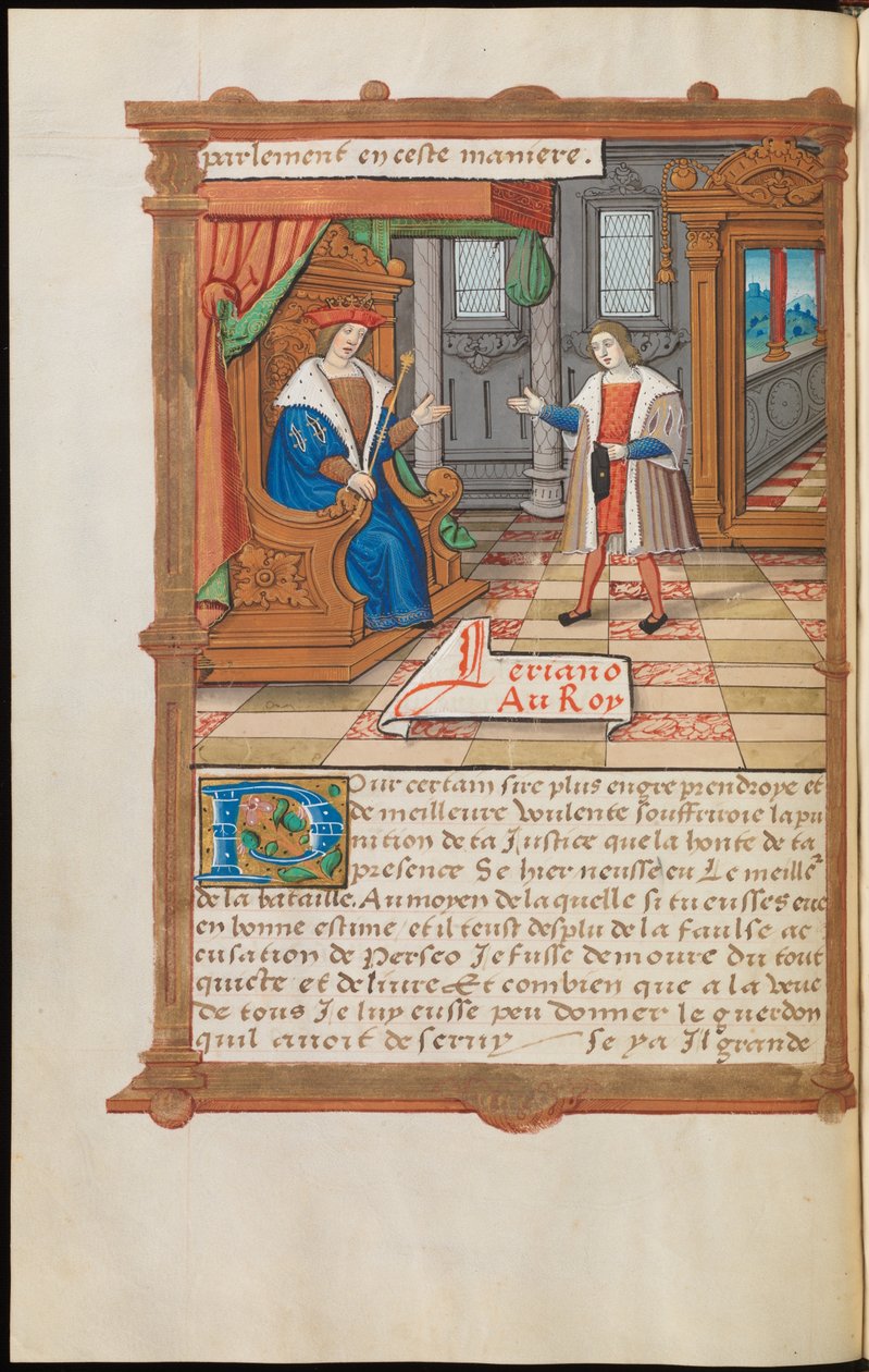 Lérian przed królem autorstwa Master of Paris