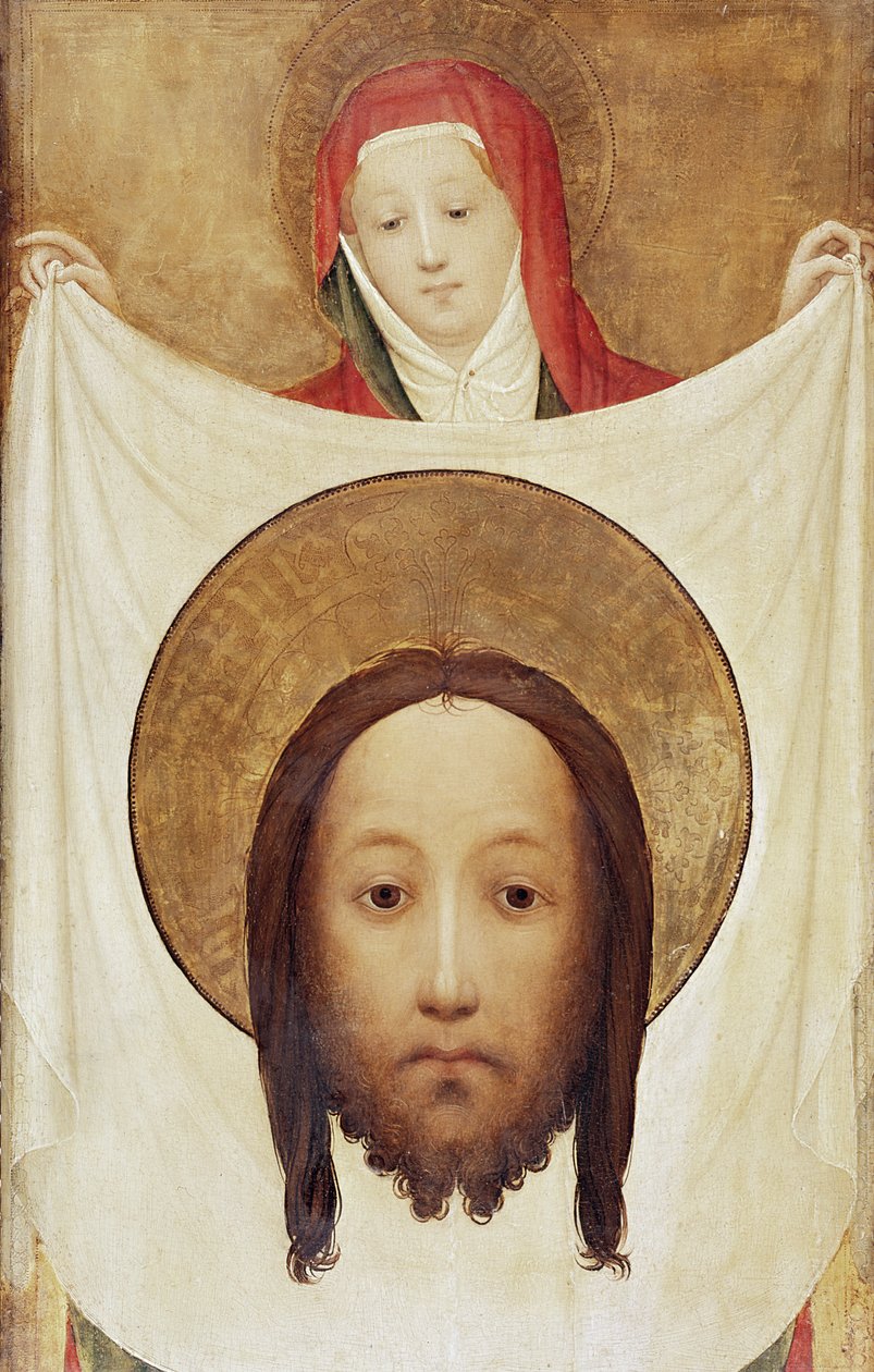 Św. Weronika z Sudarium, ok.1420 (olej na orzechu włoskim) autorstwa Master of Saint Veronica