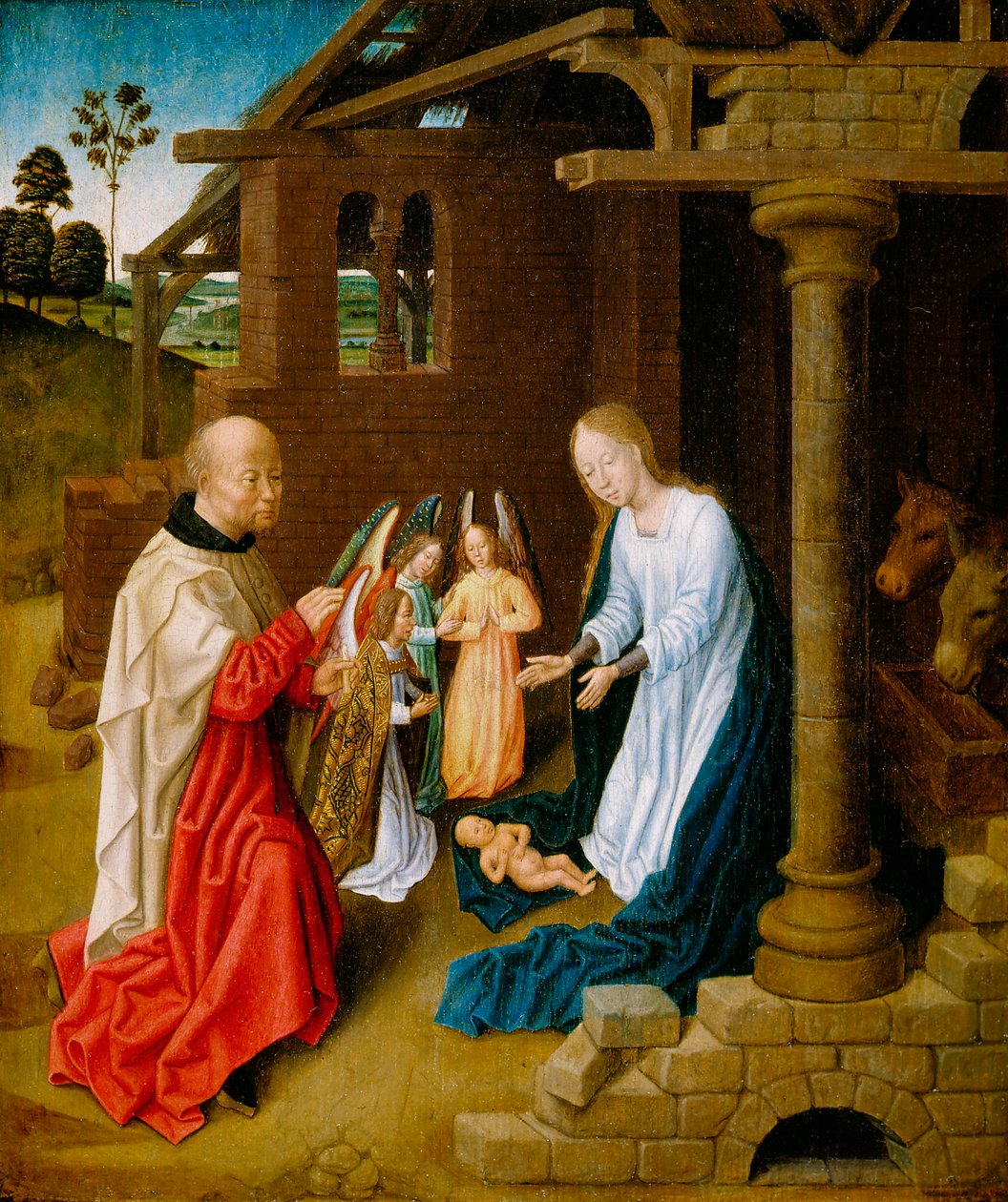 Adoracja Dzieciątka Jezus (olej na desce dębowej) autorstwa Master of San Ildefonso