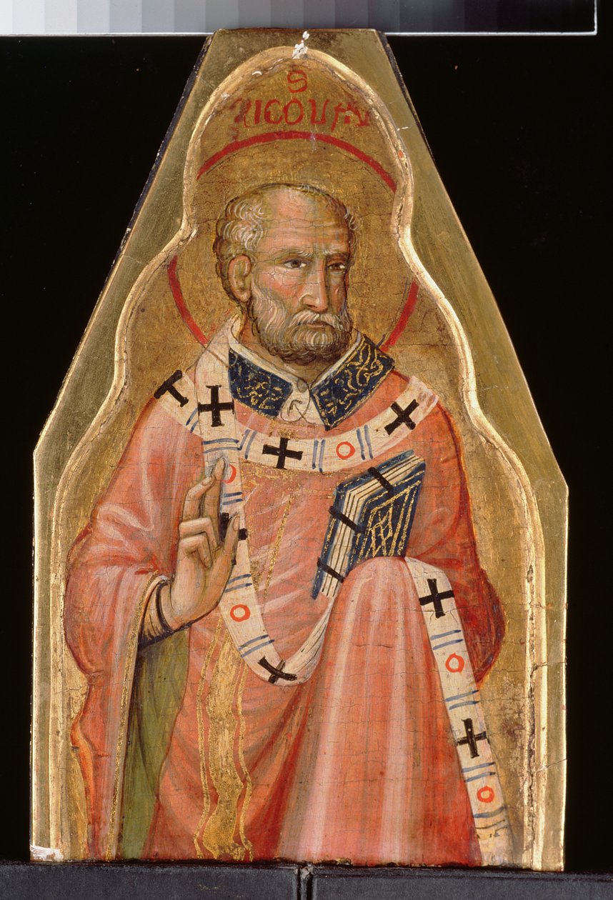 St. Nicholas (olej na złotej płycie gruntowej) (patrz także 215326 i 215327) autorstwa Master of Teplice