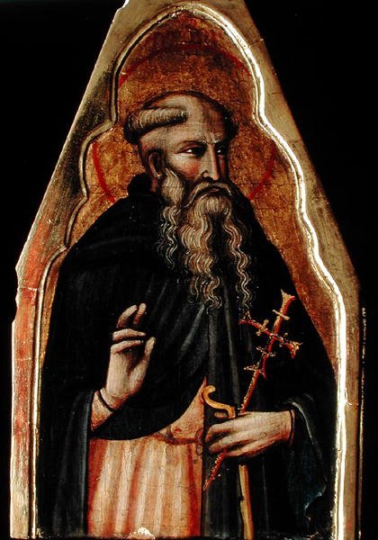 Św. Antoni (olej na złotym panelu podłogowym) (patrz także 215327 i 215328) autorstwa Master of Teplice