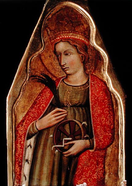Św. Katarzyna (olej na złotym panelu ziemi) (patrz także 215326 i 215328) autorstwa Master of Teplice