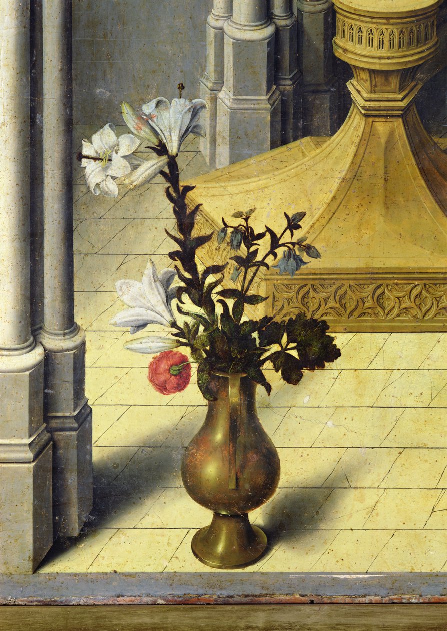 Wazon kwiatów. c.1445 (szczegóły 26541) autorstwa Master of the Aix Annunciation