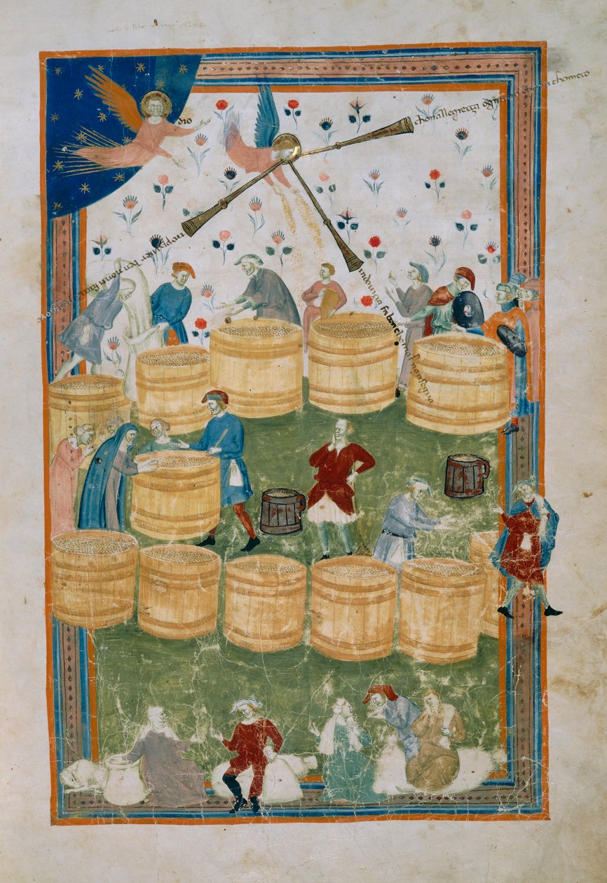 Targ zbożowy we Florencji (Codice Tempi 3, ok. 7), z Biadaiolo Codex autorstwa Master of the Biadaiolo Codex Master of the Biadaiolo Codex