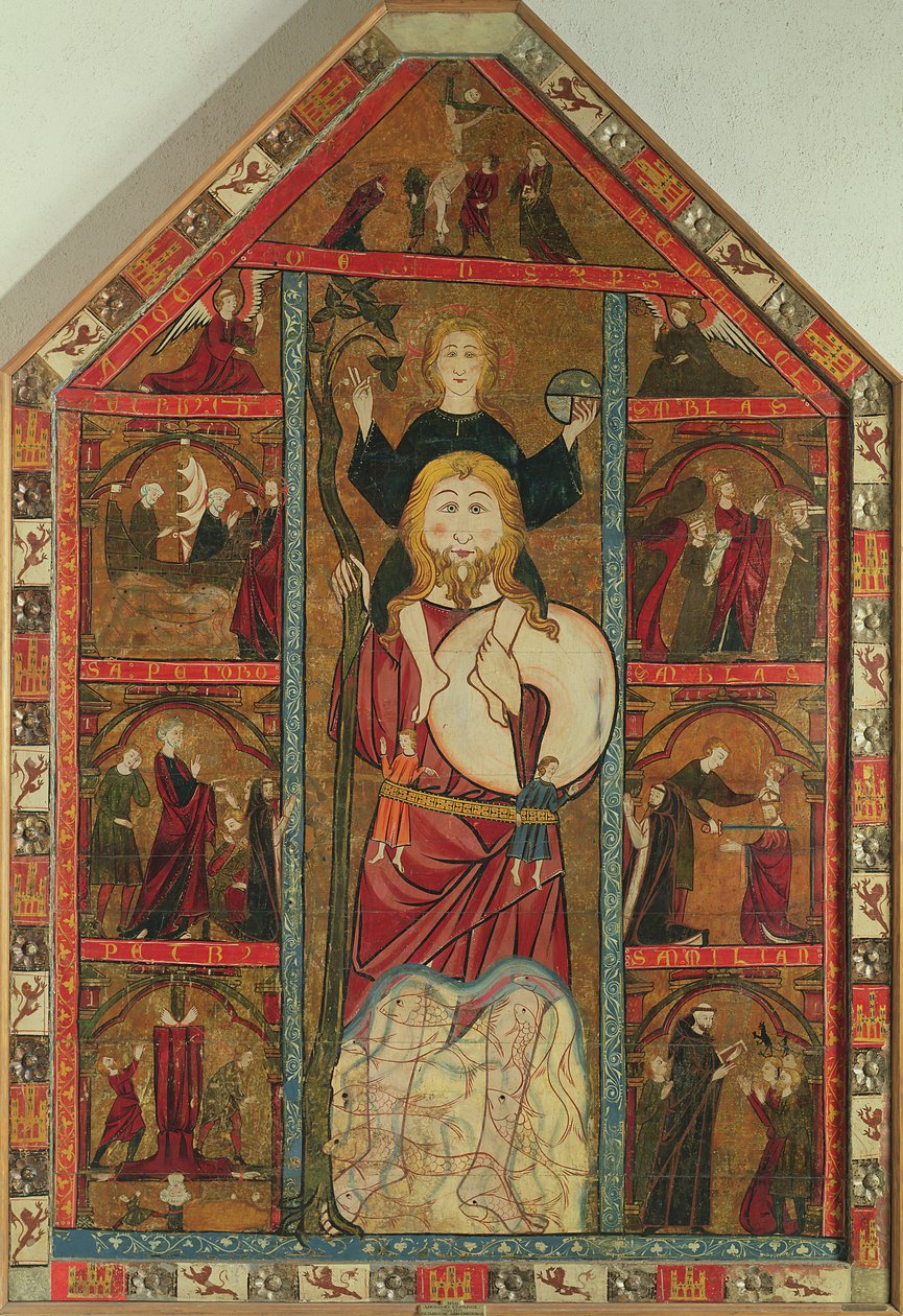 Św. Krzysztof i Dzieciątko Chrystus, Złożenie i sceny z życia świętych autorstwa Master of the Castilian School