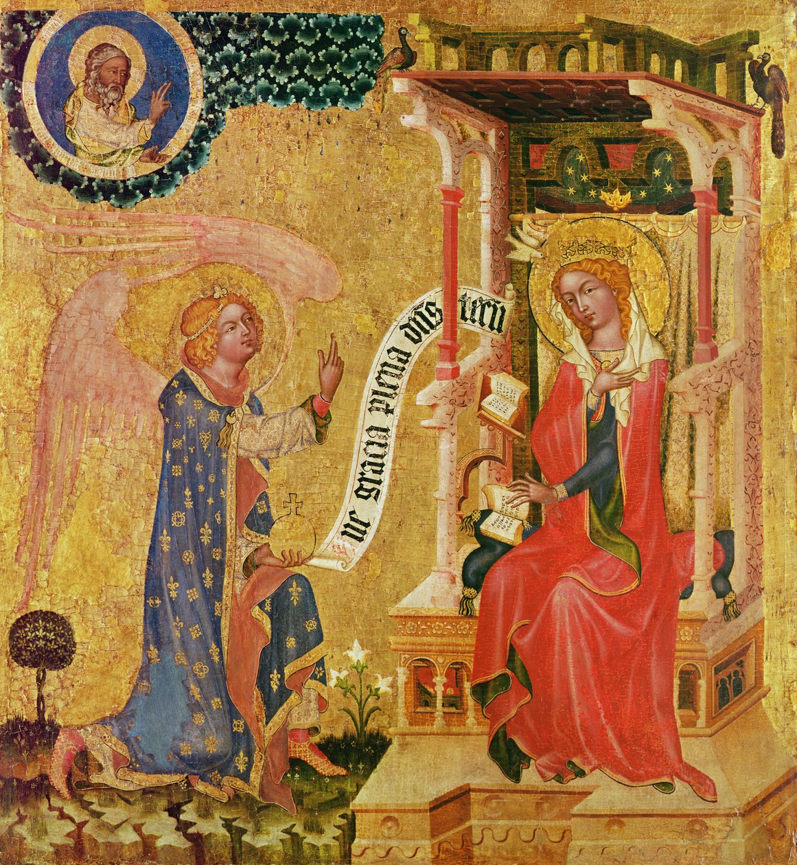 Zwiastowanie, ok. 1350 (tempera na drewnie) autorstwa Master of the Cycle of Vyssi Brod