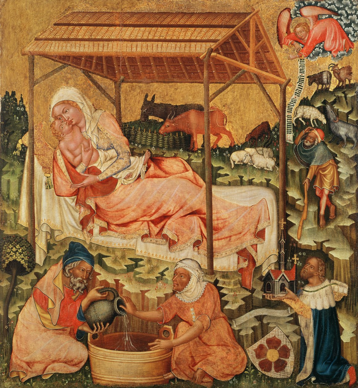 Narodzenia, ok. 1350 (tempera na drewnie) autorstwa Master of the Cycle of Vyssi Brod
