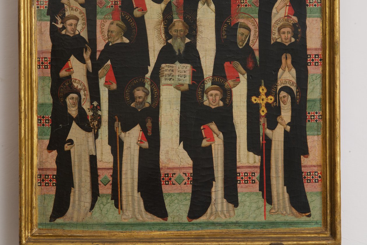 Fragment obrazu Dziewica, Chrystus i 17 świętych, tempera na płycie autorstwa Master of the Dominican Effigies