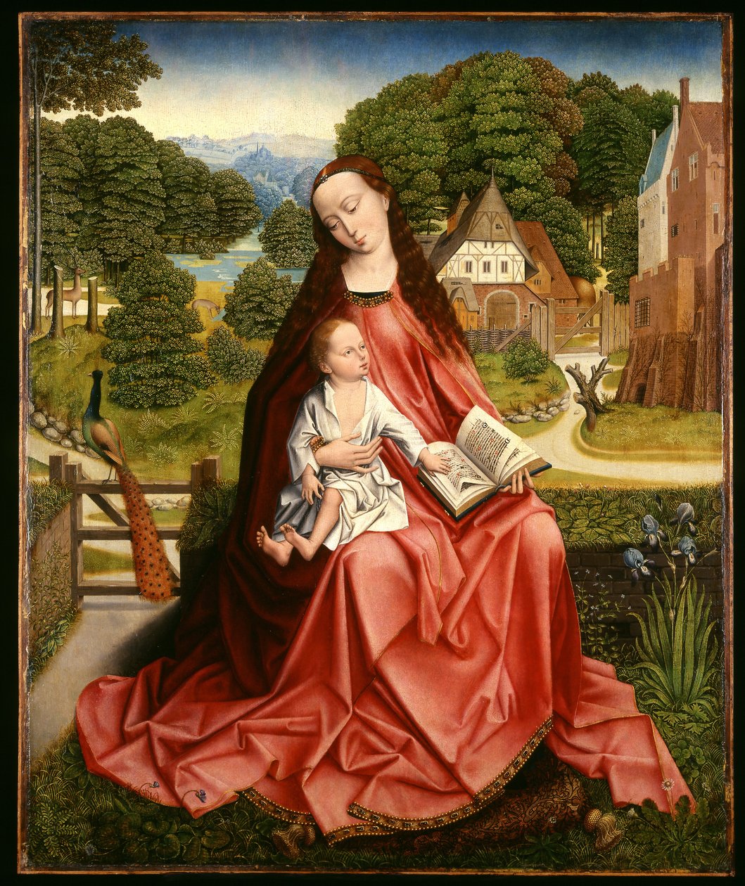 Dziewica z Dzieciątkiem w krajobrazie, c.1492-98 autorstwa Master of the Embroidered Foliage