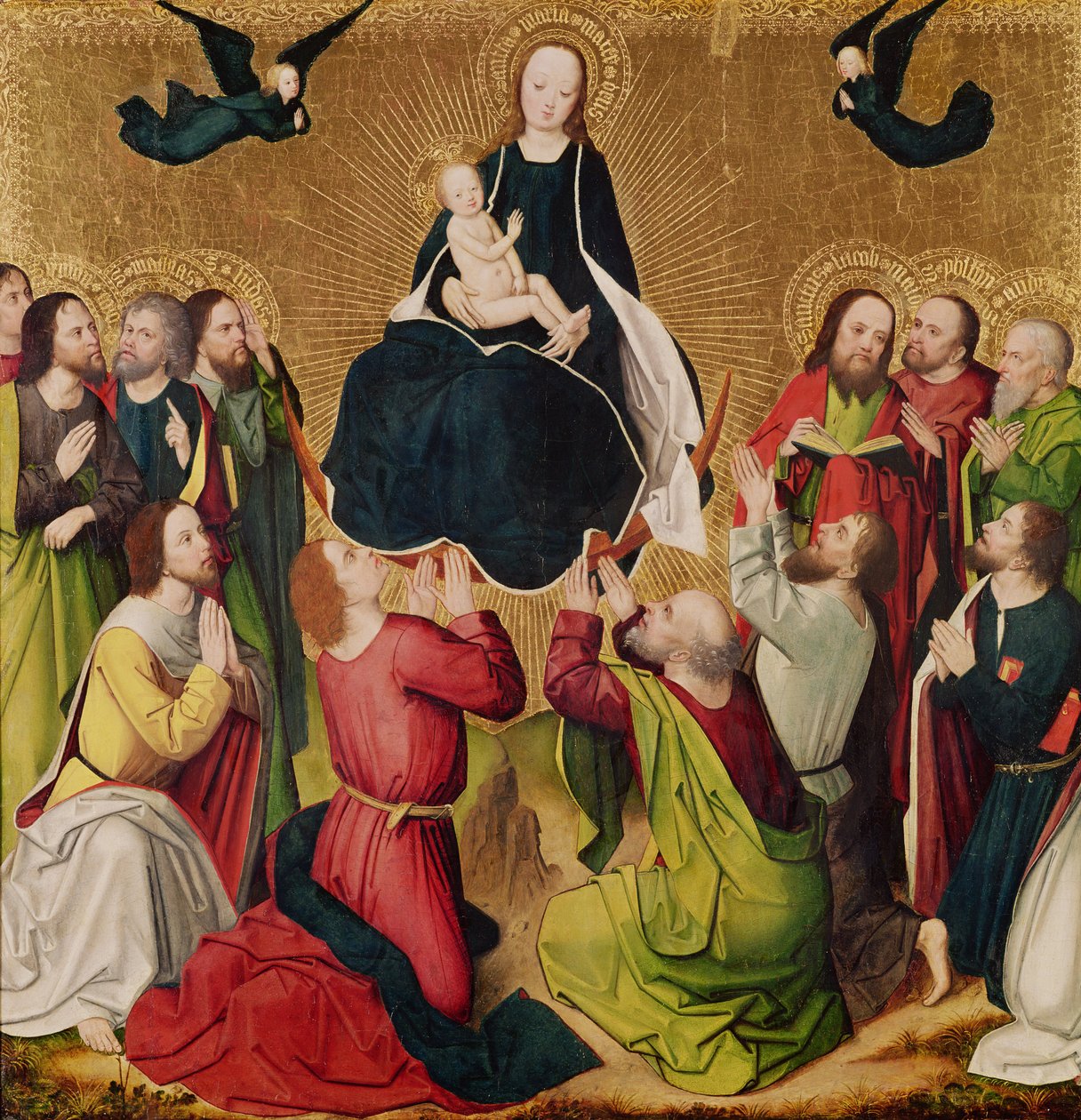 Matka Boska w Chwale z Apostołami, płycina środkowa tryptyku, koniec XV w. (panel) autorstwa Master of the Lyversberg Passion