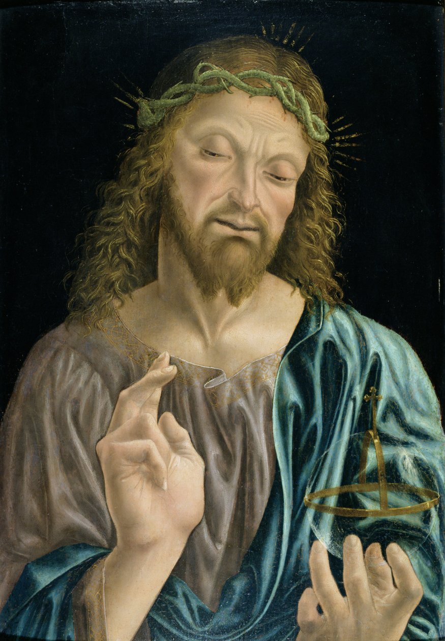 Chrystus Zbawiciel Mundi, c.1490-94 (tempera na panelu) autorstwa Master of the Pala Sforzesca