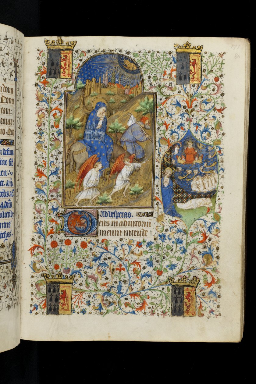 Ms 62 f.86r Ucieczka do Egiptu, z Księgi Godzin, c.1418 autorstwa Master of the Rohan Hours