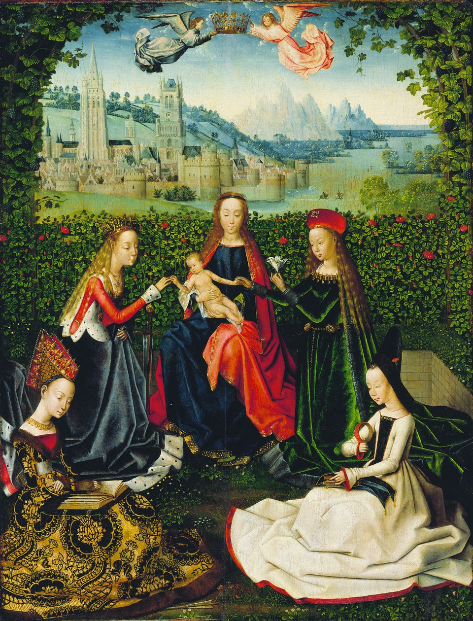 Dziewica z Ogrodu Różanego, 1475-80 autorstwa Master of the St. Lucy legend Master of the St. Lucy legend