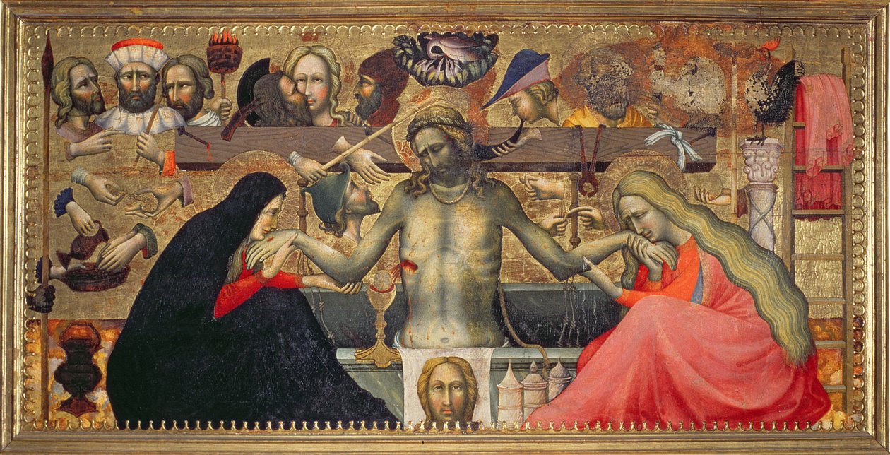 Mąż Bolesny z instrumentami Męki Pańskiej (tempera na panelu) autorstwa Master of the Straus Madonna