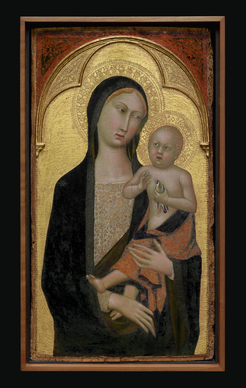Matka Boska z Dzieciątkiem, ok. 1340-50 (tempera i złote liście na drewnie) autorstwa Master of the Straus Madonna