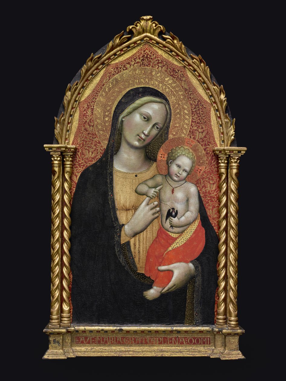 Dziewica z Dzieciątkiem, ok. 1395-1400 (tempera i złoty liść na drewnie) autorstwa Master of the Straus Madonna