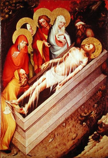 Złożenie do grobu, fragment z Ołtarza Trebon autorstwa Master of the Trebon Altarpiece