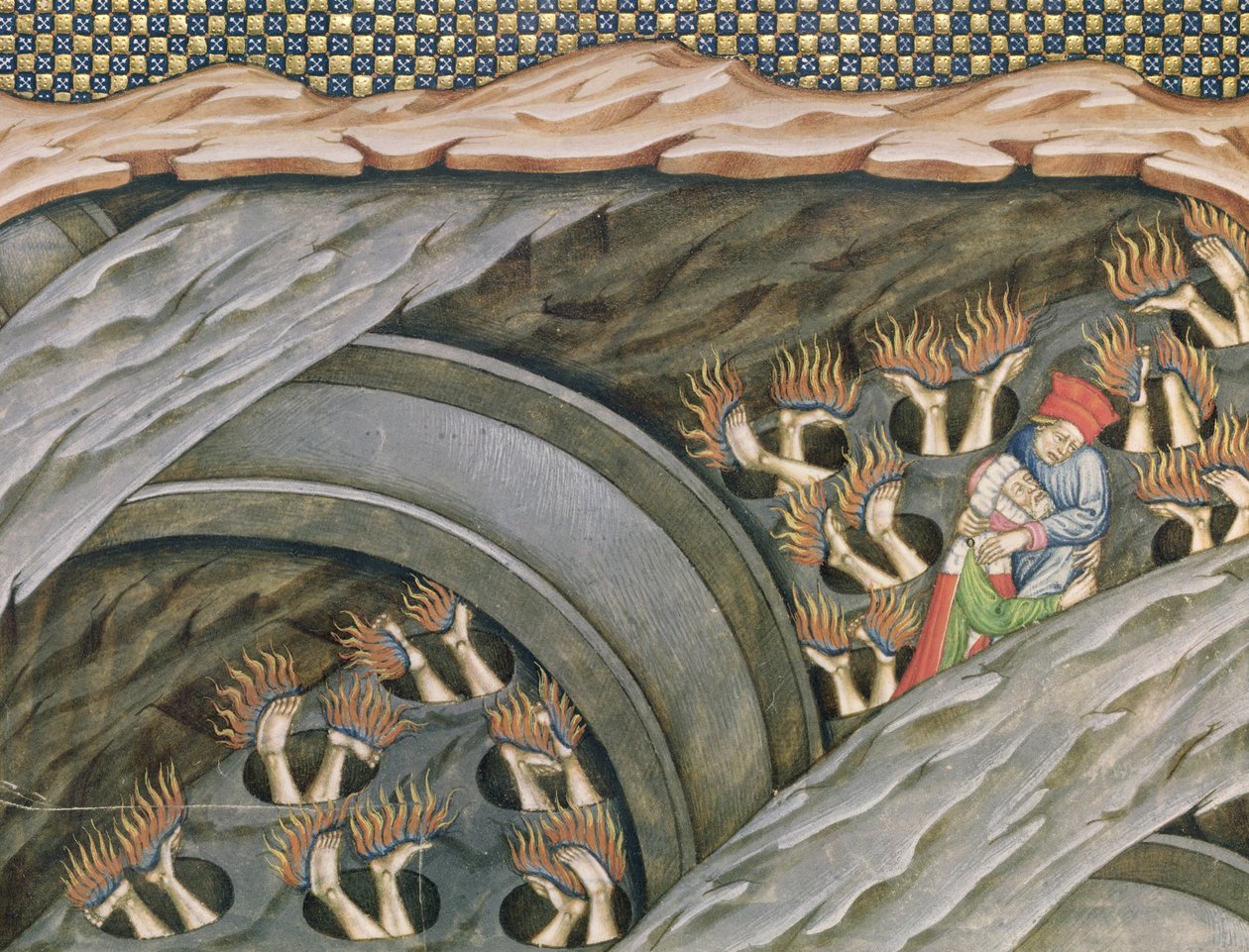 Ms 2017 f.245 Inferno Dantego z komentarzem Guiniforte delli Bargigi, ok. 1440 r. autorstwa Master of the Vitae Imperatorum