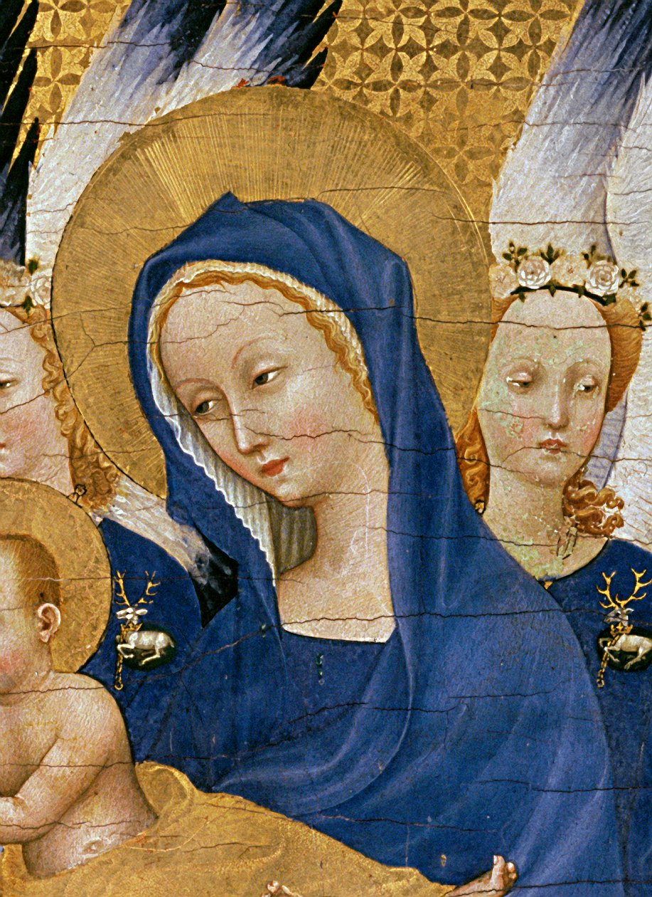 Virgin and Child, c.1395-99 (царс дээрх өндөгний температур) (3028 оны дэлгэрэнгүй)поли autorstwa Master of the Wilton Diptych